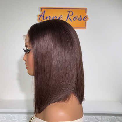 Anne Rose Chocolate Brown Vietnamese Hair Bob Wig – 10 Inch 5x5 Glueless Drawstring Cap