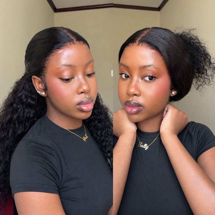 Sally Recommended Wet And Wavy 13x6 Full Frontal Wig Deep Part with Drawstring Water Wave Human Hair
