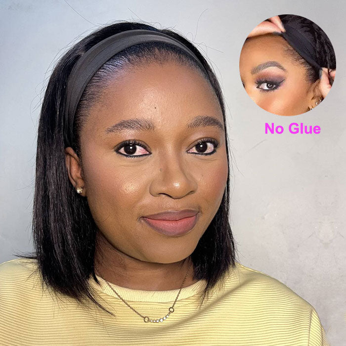 Seehle Same Headband Bob Wig Wear and Go Glueless Straight 100% Human Hair