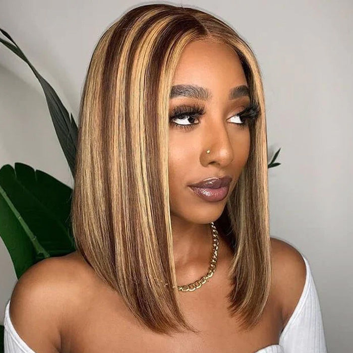 Double Drawn 13x4 Lace Full Frontal Bob Glueless Wigs 250% Density Human Hair