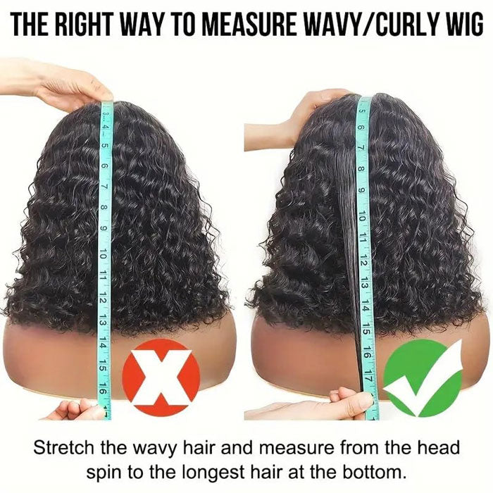 Single Drawn Lace 4x4 Closure Bob Water Wave Wig 100% Human Hair
