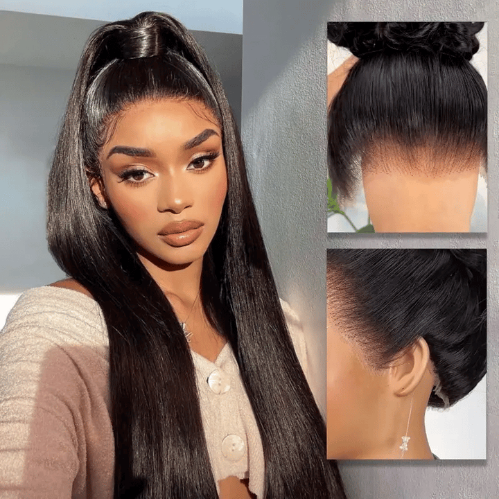 Update Invisi Strap 360 Full Frontal Lace Wig Silky Straight 300% Density Human Hair