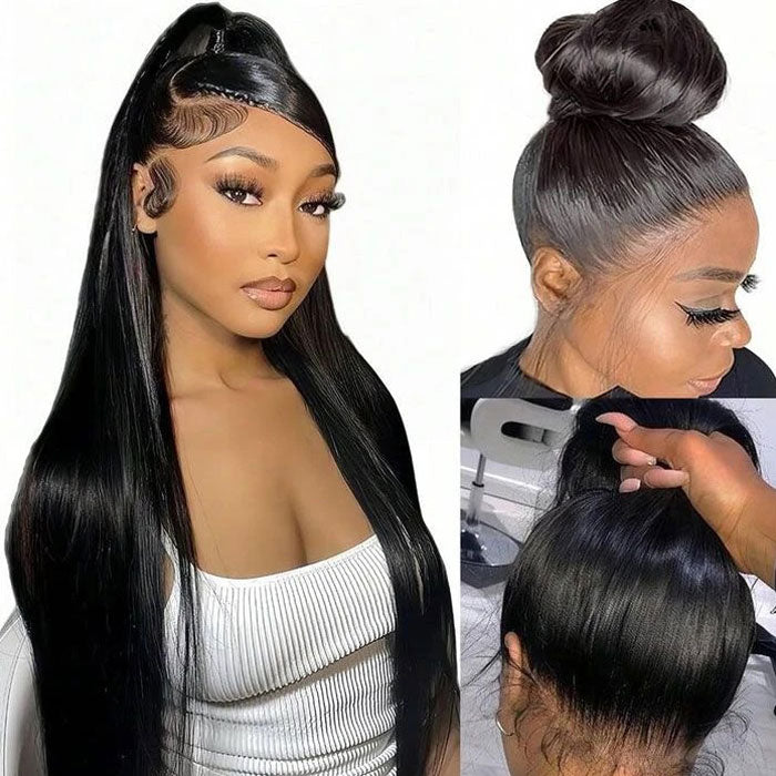 Update Invisi Strap 360 Full Frontal Lace Wig Silky Straight 300% Density Human Hair
