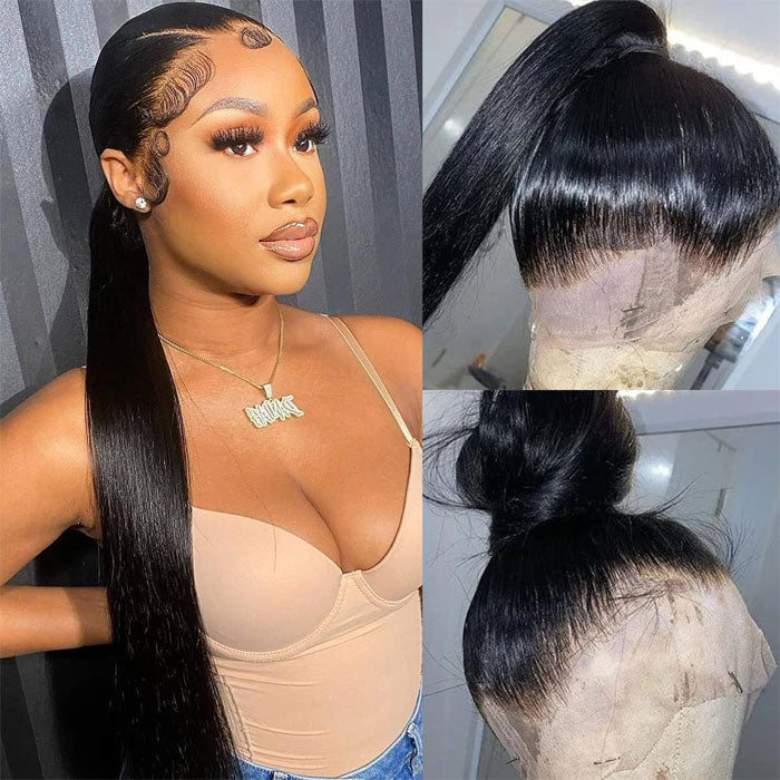 Update Invisi Strap 360 Full Frontal Lace Wig Silky Straight 300% Density Human Hair