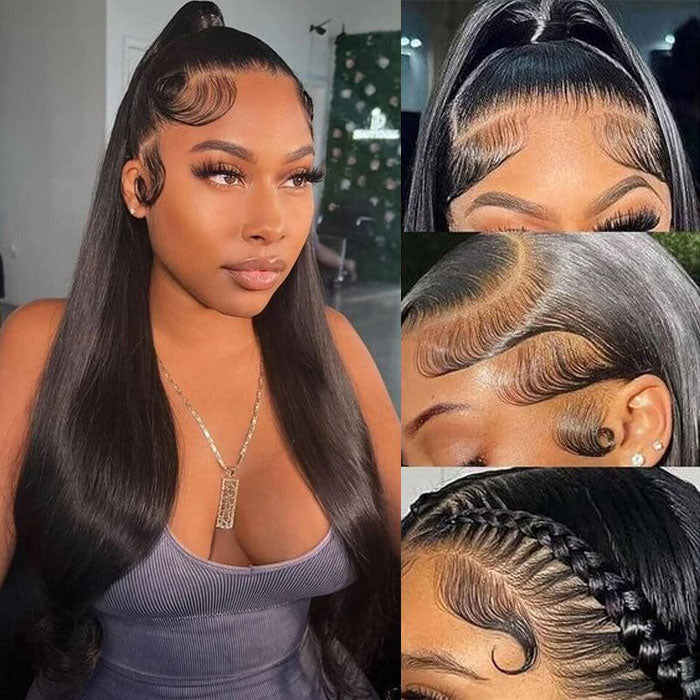 Update Invisi Strap 360 Full Frontal Lace Wig Silky Straight 300% Density Human Hair