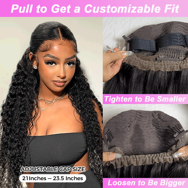 Update Invisi Strap 360 Full Lace Frontal Wig Pre Plucked 300% Density Water Wave Human Hair