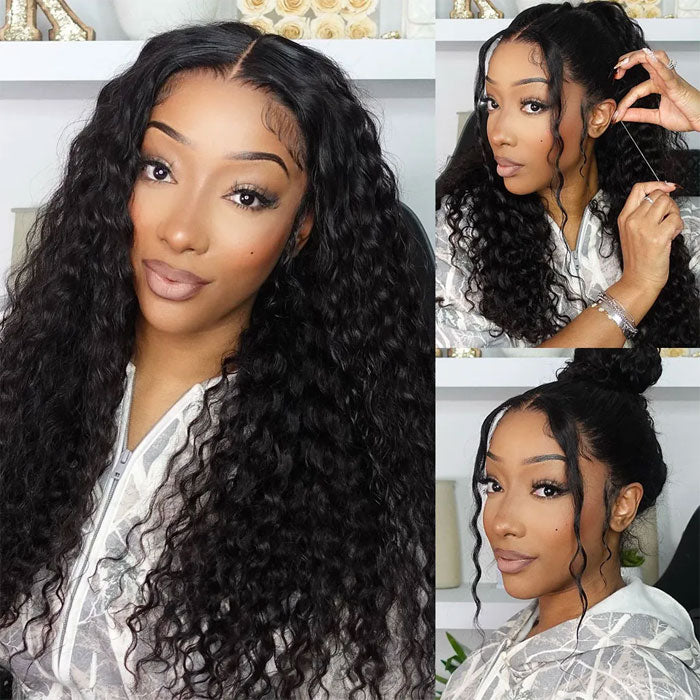 Update Invisi Strap 360 Full Lace Frontal Wig Pre Plucked 300% Density Water Wave Human Hair