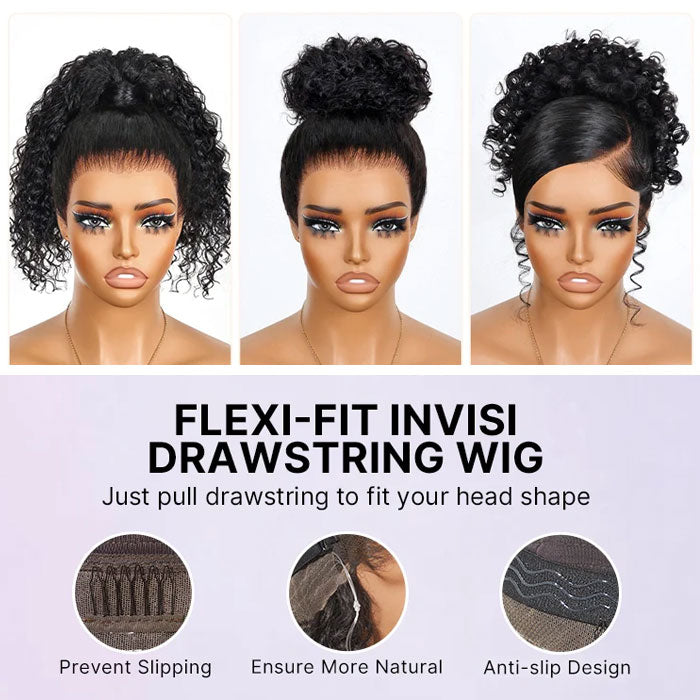 Update Invisi Strap 360 Full Lace Frontal Wig Pre Plucked 300% Density Water Wave Human Hair