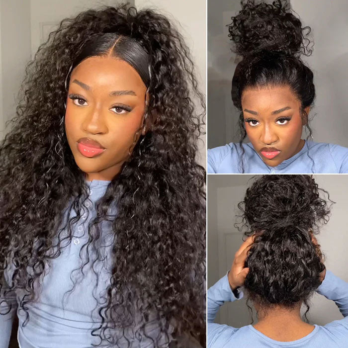 Update Invisi Strap 360 Full Lace Frontal Wig Pre Plucked 300% Density Water Wave Human Hair