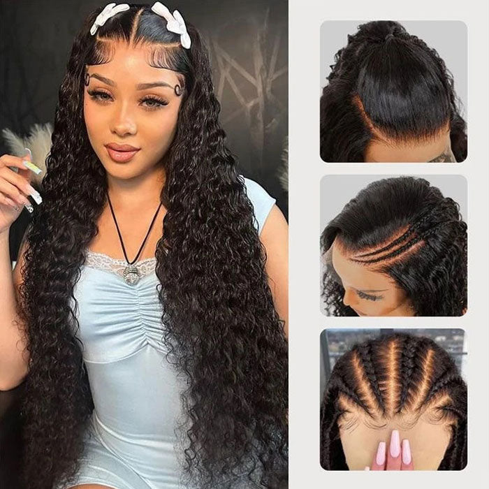 Update Invisi Strap 360 Full Lace Frontal Wig Pre Plucked 300% Density Water Wave Human Hair