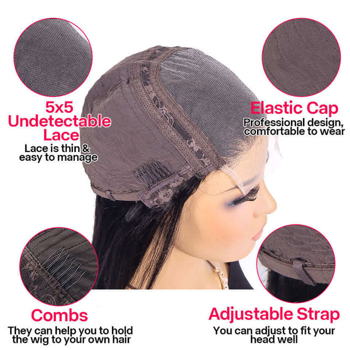 Vietnam Hair Raw SDD Glueless 5X5 Lace Closure Bob Straight Wig