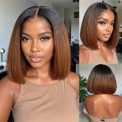 Vietnam Raw Hair SDD Glueless 5x5 Lace Wig Bone Straight Ombre Brown 13x4 Full Frontal Wig Human Hair