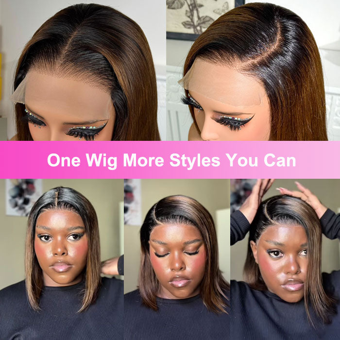 Vietnam Raw Hair SDD Glueless 5x5 Lace Wig Bone Straight Ombre Brown 13x4 Full Frontal Wig Human Hair