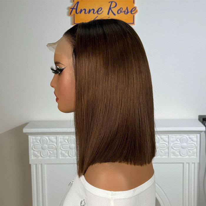 Vietnam Raw Hair SDD Glueless 5x5 Lace Wig Bone Straight Ombre Brown 13x4 Full Frontal Wig Human Hair