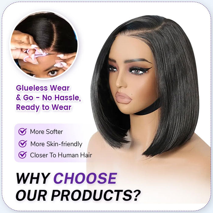 Vietnam SDD Hair Glueless 5X5 Lace Closure Bob Straight Wig