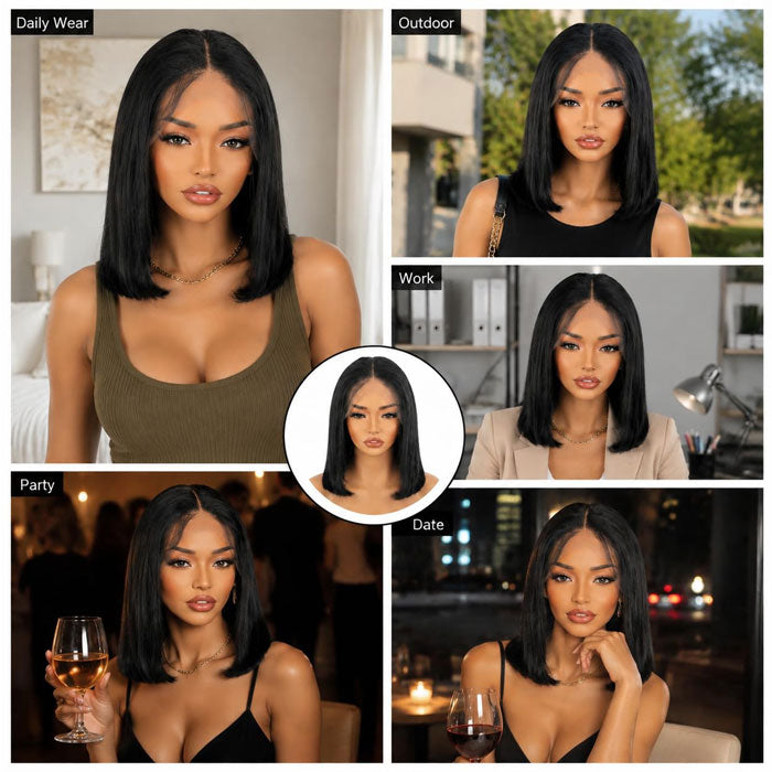 Vietnam SDD Hair Glueless 5X5 Lace Closure Bob Straight Wig