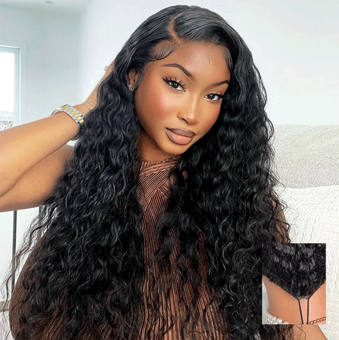 Pre Sale Wet And Wavy 13x6 Full Frontal Wig Deep Part with Drawstring Water Wave Human Hair