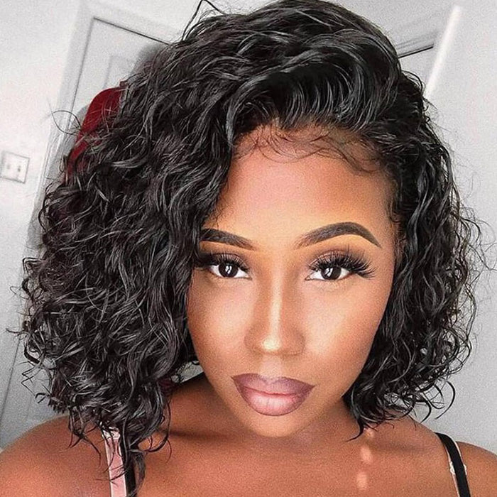 Water Wave Bob 4x4 Lace Closure Wig Glueless 100% Human Hair 13x4 Full Frontal Wigs