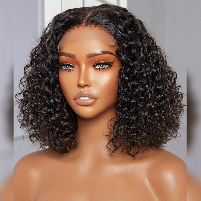 Water Wave Bob 4x4 Lace Closure Wig Glueless 100% Human Hair 13x4 Full Frontal Wigs