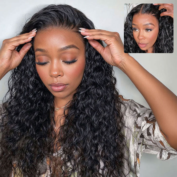 Pre Sale Wet And Wavy 13x6 Full Frontal Wig Deep Part with Drawstring Water Wave Human Hair
