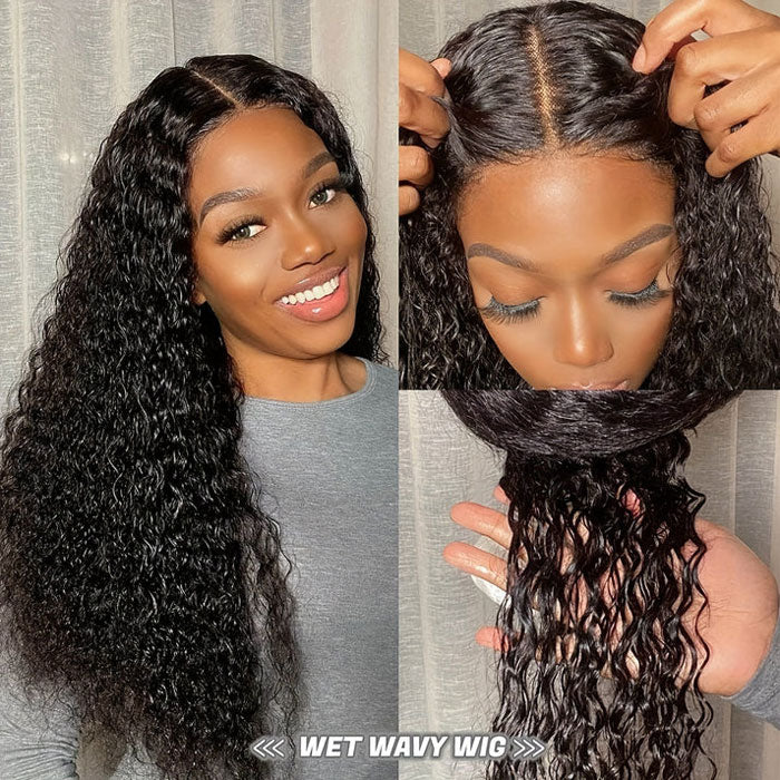 Pre Sale Wet And Wavy 13x6 Full Frontal Wig Deep Part with Drawstring Water Wave Human Hair