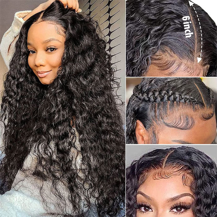 Pre Sale Wet And Wavy 13x6 Full Frontal Wig Deep Part with Drawstring Water Wave Human Hair