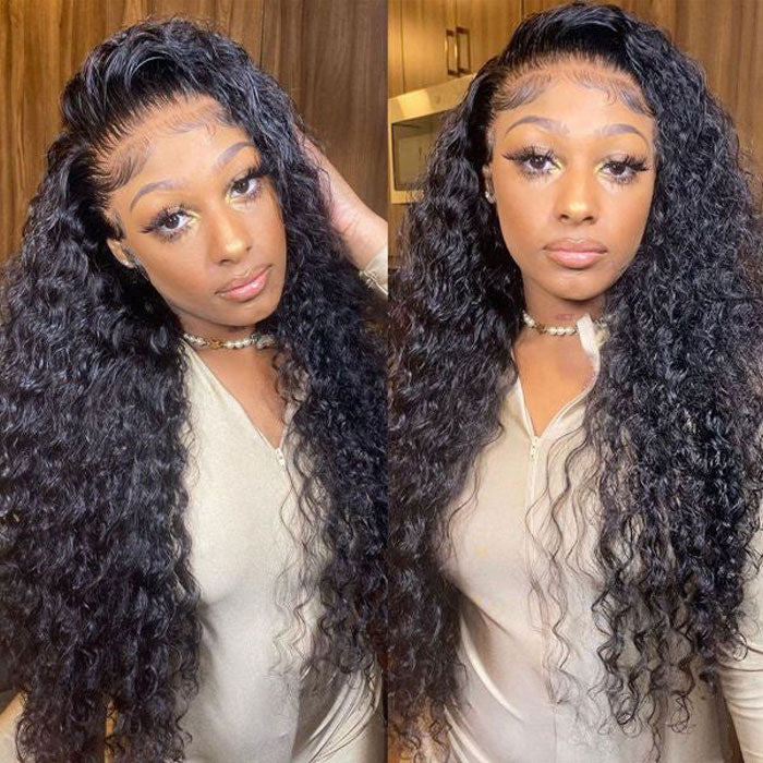 Pre Sale Wet And Wavy 13x6 Full Frontal Wig Deep Part with Drawstring Water Wave Human Hair