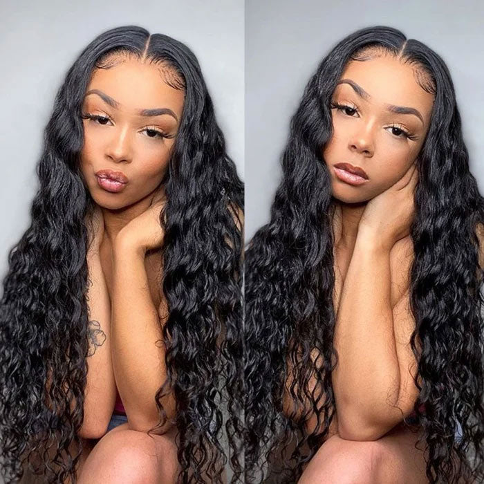 Pre Sale Wet And Wavy 13x6 Full Frontal Wig Deep Part with Drawstring Water Wave Human Hair
