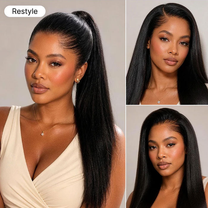 Anne Rose Widows Peak Lagos Hairline Sleek Silk Straight Hair 13X4 Glueless Wig With Adjustable Drawstring