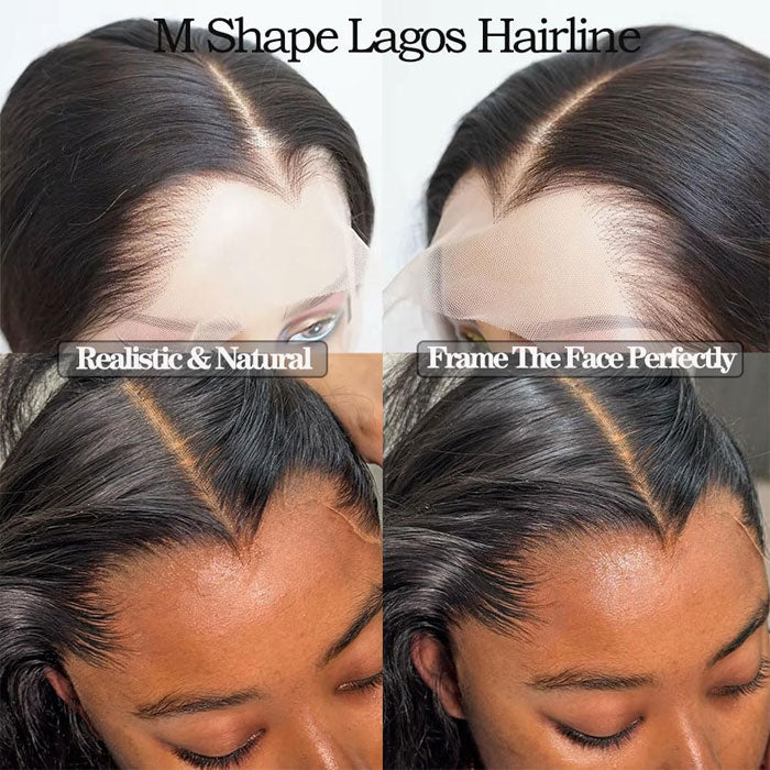 Anne Rose Widows Peak Lagos Hairline Sleek Silk Straight Hair 13X4 Glueless Wig With Adjustable Drawstring