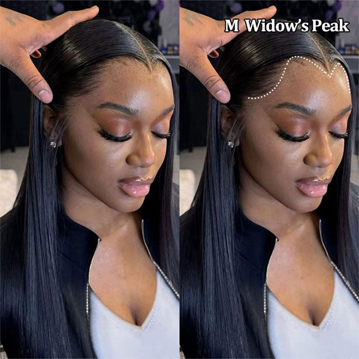 Anne Rose Widows Peak Lagos Hairline Sleek Silk Straight Hair 13X4 Glueless Wig With Adjustable Drawstring