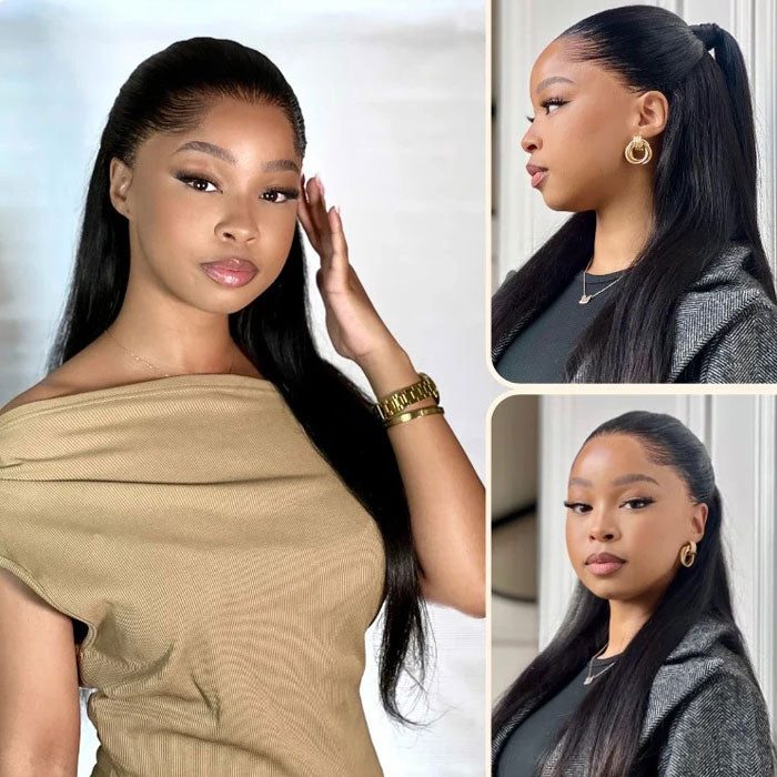 Anne Rose Widows Peak Lagos Hairline Sleek Silk Straight Hair 13X4 Glueless Wig With Adjustable Drawstring