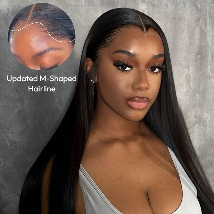 Anne Rose Widows Peak Lagos Hairline Sleek Silk Straight Hair 13X4 Glueless Wig With Adjustable Drawstring