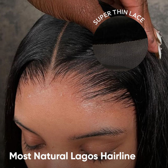 Anne Rose Widows Peak Lagos Hairline Sleek Silk Straight Hair 13X4 Glueless Wig With Adjustable Drawstring