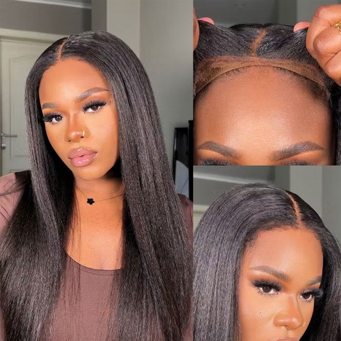 Pre Sale Yaki Straight Glueless 5x5 Lace Closure Wig Human Hair with Drawstring Wear and Go
