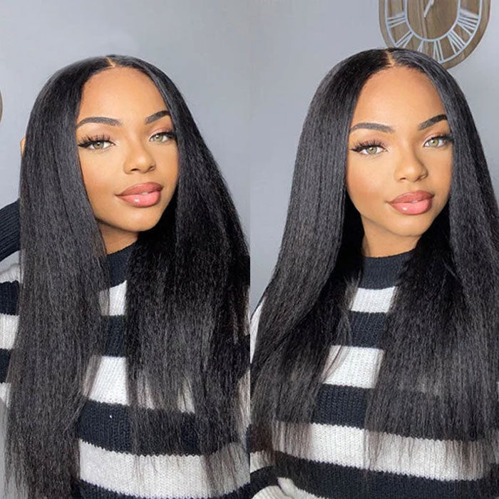 Pre Sale Yaki Straight Glueless 5x5 Lace Closure Wig Human Hair with Drawstring Wear and Go