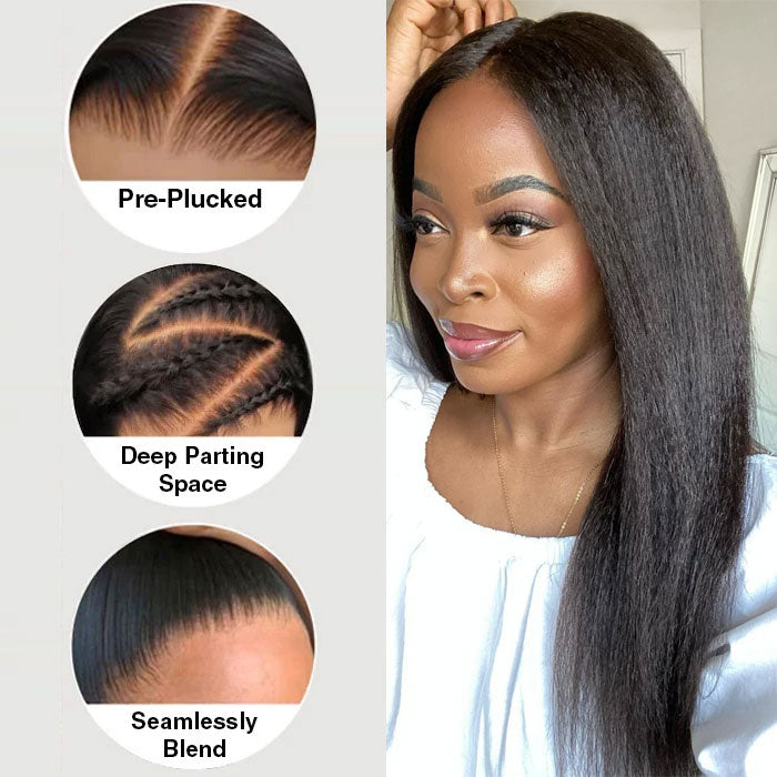 Pre Sale Yaki Straight Glueless 5x5 Lace Closure Wig Human Hair with Drawstring Wear and Go