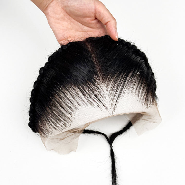 PRE-ORDER Anne Rose 13x4 Boho Braids Straight Wig – 100% Human Hair Pre-Cut Lace Frontal with Secure Drawstring