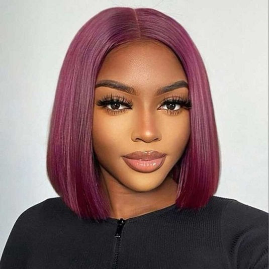 Flash Sale Glueless 4x4 Lace Closure Wig Short Bob Straight Maroon Color Human Hair