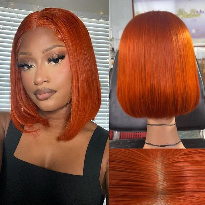 Ginger #350 Color Double Drawn 13x4 Full Lace Frontal Straight Wig