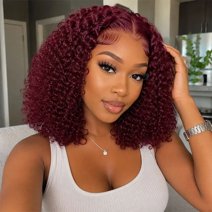 Combo Sale Glueless 2x6 Lace Wig with 99J Jerry Curly 13x4 Full Frontal Wig Human Hair