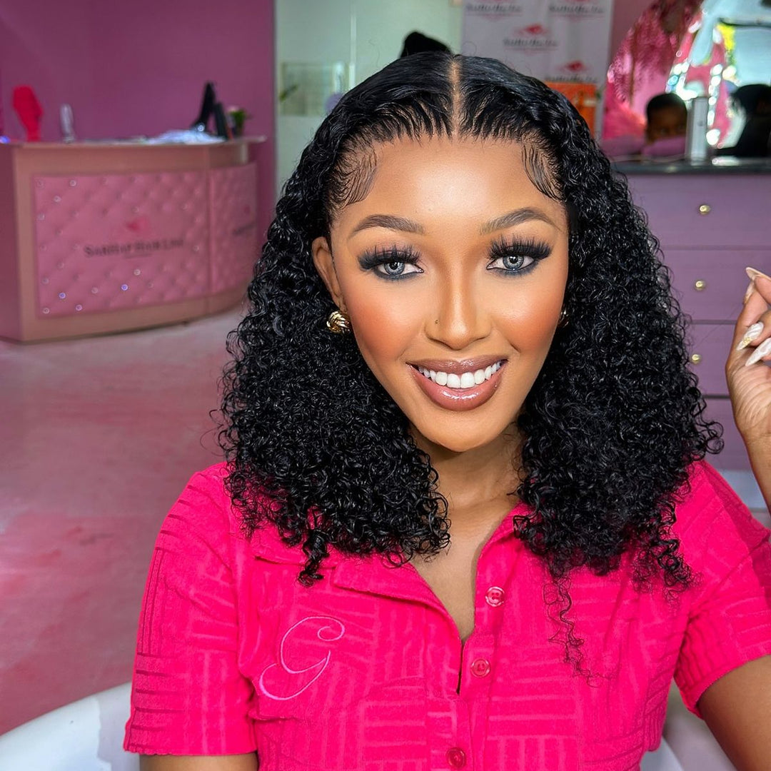 SPECIAL| Kinky Curly Afro Curls Bob Glueless 13X4 Full Frontal Wig