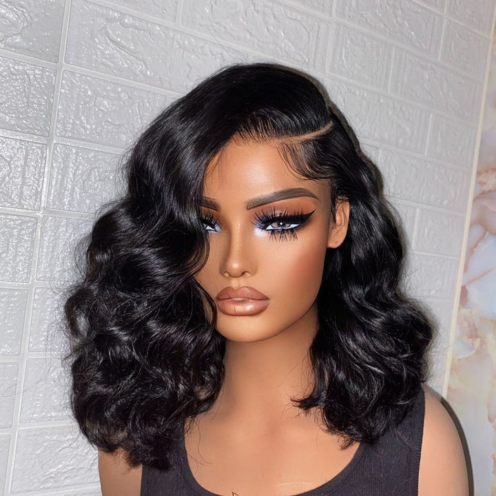Messy Body Wavy Full Frontal 13x4 Lace Peruvian Human Hair Wig
