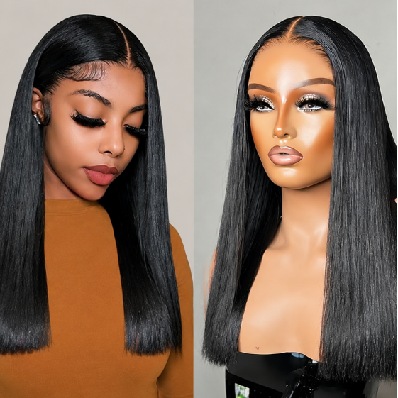 Peruvian Double Drawn HD Lace 13x4 Full Frontal Bob Straight Wig