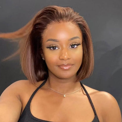 SPECIAL| Brown Color Glueless Full Frontal 13X4 Bob 150% Density Wig Color #4