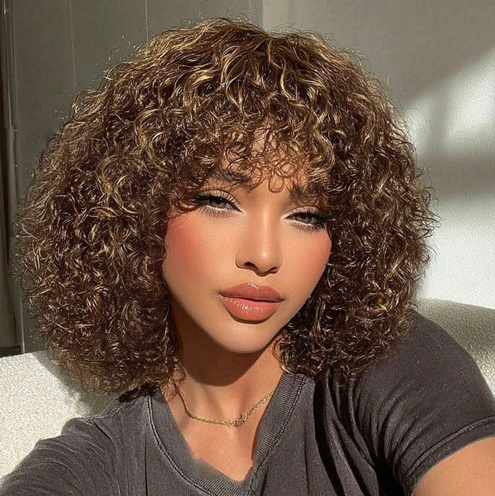 SPECIAL| Chocolate Brown Glueless Fringe Bob Wig