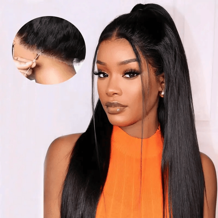 Update Invisi Strap 360 Full Frontal Lace Wig Silky Straight 300% Density Human Hair