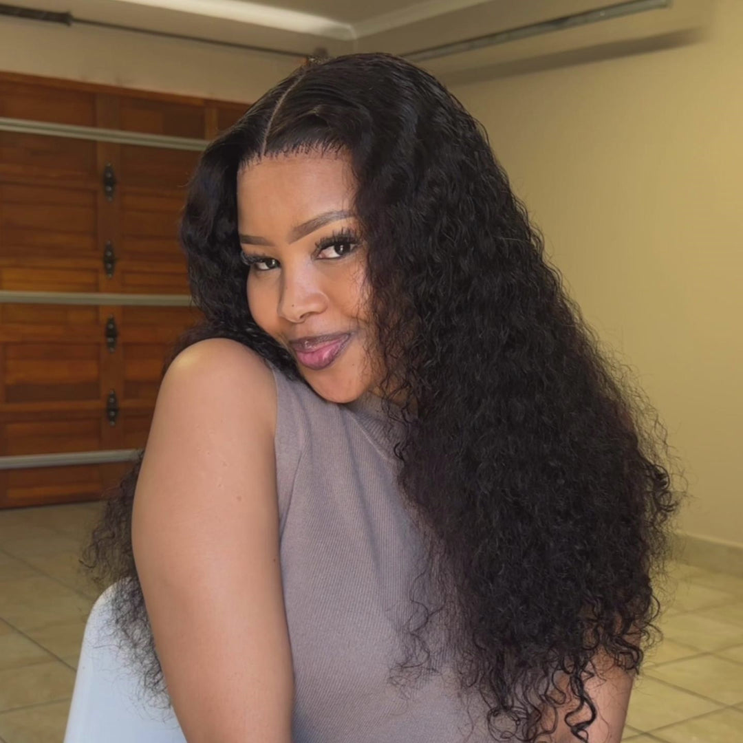 Bokamoso Pick Double Drawn 13x4 Lace Full Frontal Bob Wig Water Wave