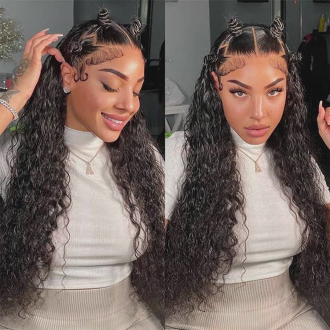 Update Invisi Strap 360 Full Lace Frontal Wig Pre Plucked 300% Density Water Wave Human Hair