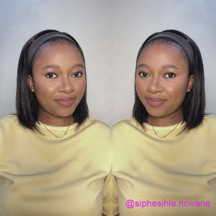 Seehle Same Headband Bob Wig Wear and Go Glueless Straight 100% Human Hair